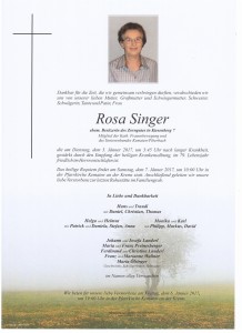 Begräbnis Rosa Singer